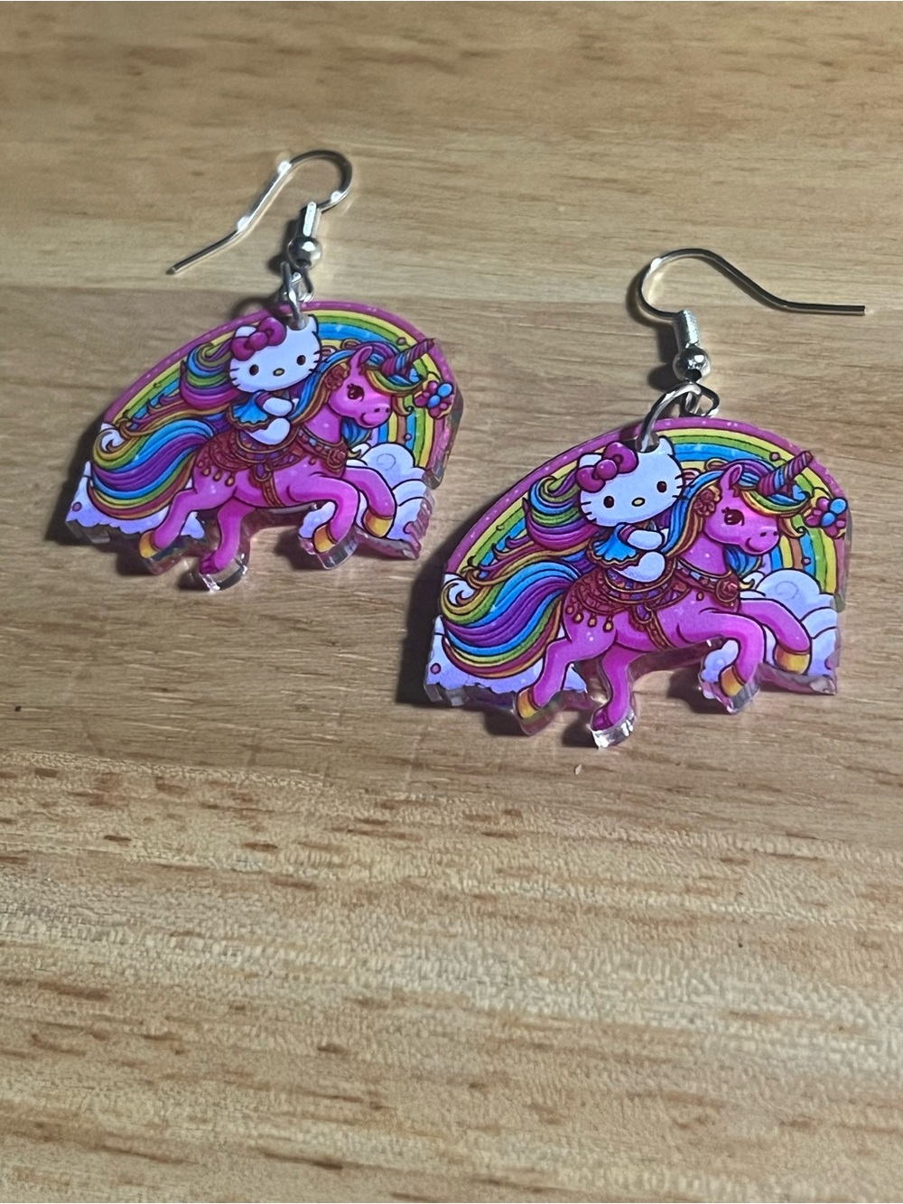 Hello Kitty Pink Unicorn Rainbow Earrings - Kids Accessories E60